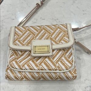 Nine  West Beige and White Patterned Crossbody Bag